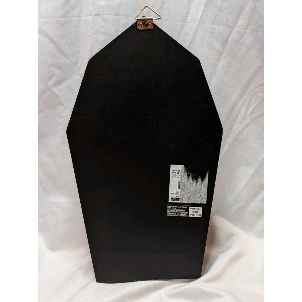 Ashland Day of the Dead Coffin Sugar Skull Wall Decor Black Rose‎ Floral 12in